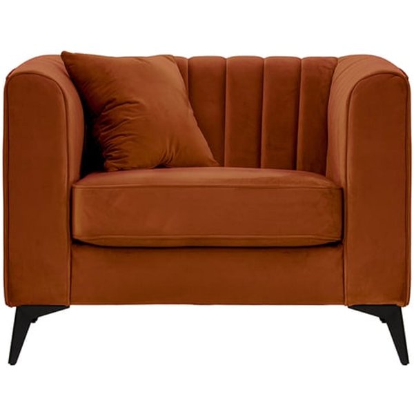 Fauteuil Mary, Velluto 33 - orange rouillé, Couleur des pieds: noir mat