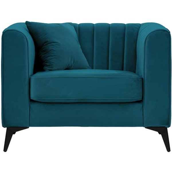 Fauteuil Mary, Velluto 36 - Bleu paon, Couleur des pieds: noir mat