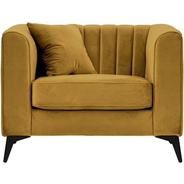 Fauteuil Mary, moutarde - Velluto 8, Couleur des pieds: noir mat