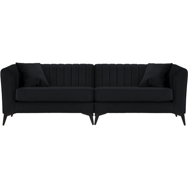 Canapé quatre places – 2 modules Mary, noir - Velluto 20, Couleur des pieds: noir mat