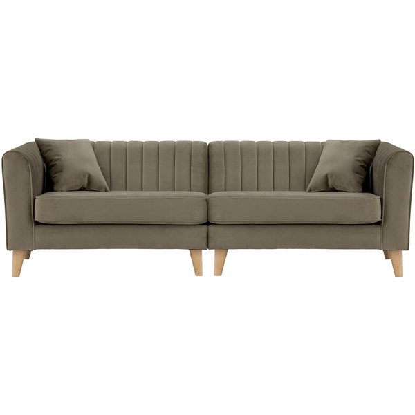 Canapé quatre places – 2 modules Mary, beige - Velluto 3, Couleur des pieds: Chêne clair