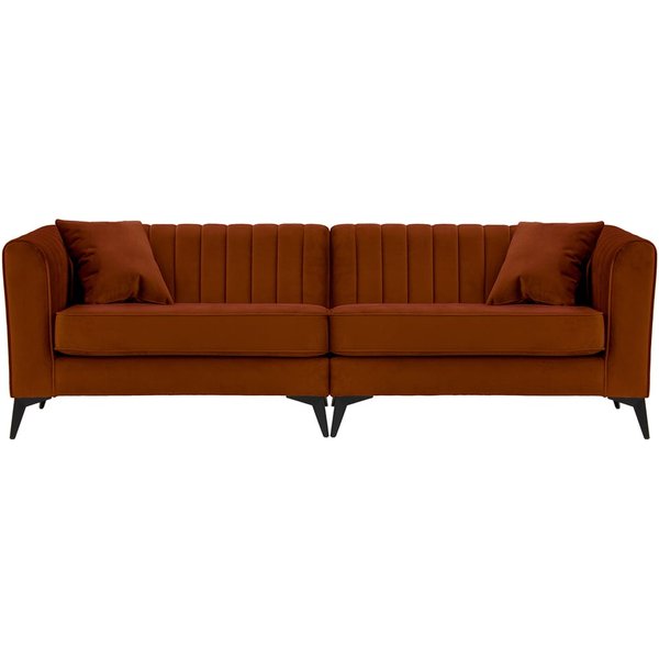 Canapé quatre places – 2 modules Mary, Velluto 33 - orange rouillé, Couleur des pieds: noir mat