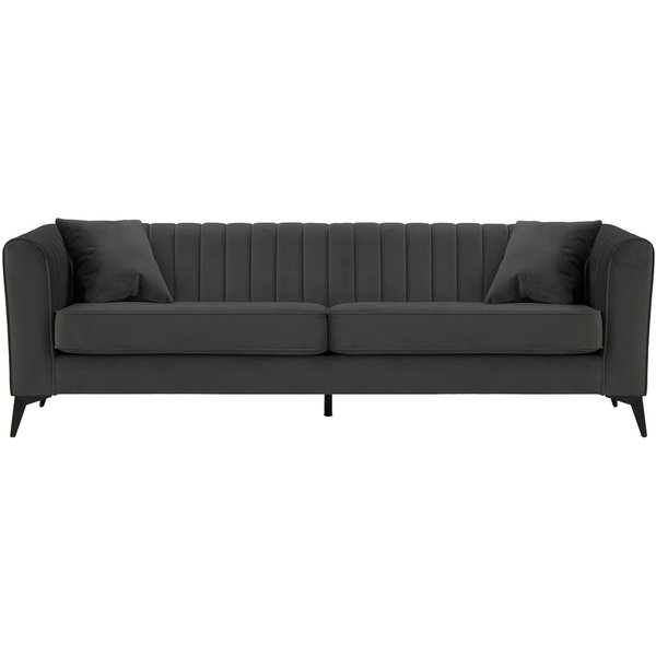 Canapé quatre places Mary, graphite - Velluto 19, Couleur des pieds: noir mat