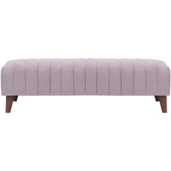 Grand pouf avec des coutures Mary, lila/rose - Velluto 14, Couleur des pieds: Chêne foncé