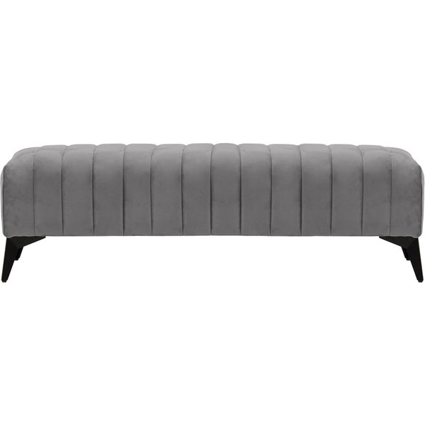 Grand pouf avec des coutures Mary, gris éléphant - Velluto 17, Couleur des pieds: noir mat