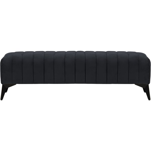 Grand pouf avec des coutures Mary, noir - Velluto 20, Couleur des pieds: noir mat