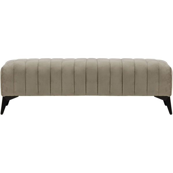 Grand pouf avec des coutures Mary, beige - Velluto 3, Couleur des pieds: noir mat