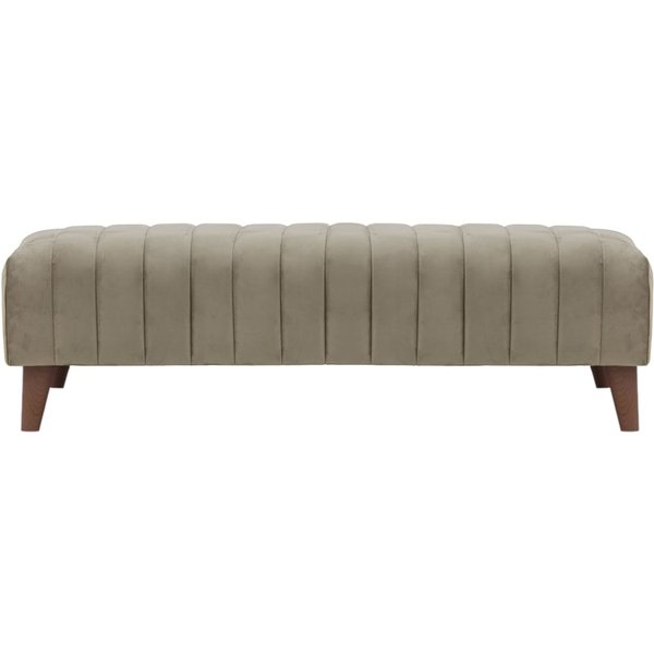 Grand pouf avec des coutures Mary, beige - Velluto 3, Couleur des pieds: Chêne foncé