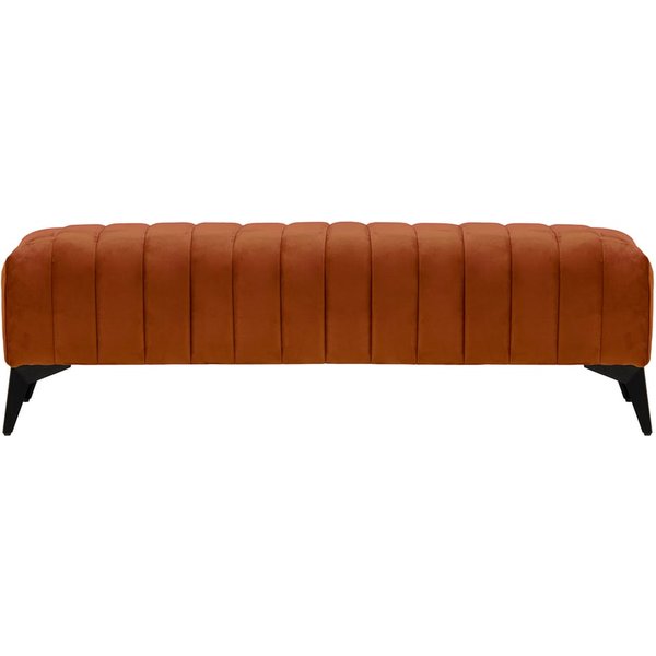 Grand pouf avec des coutures Mary, Velluto 33 - orange rouillé, Couleur des pieds: noir mat