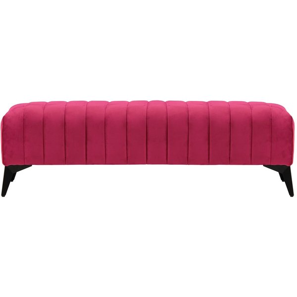 Grand pouf avec des coutures Mary, rouge - Velluto 7, Couleur des pieds: noir mat