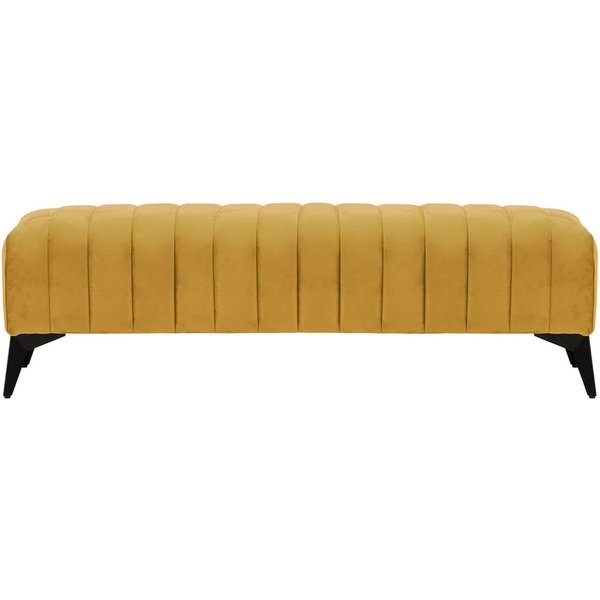 Grand pouf avec des coutures Mary, moutarde - Velluto 8, Couleur des pieds: noir mat