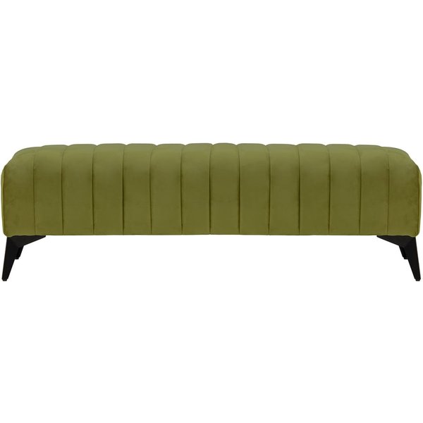 Grand pouf avec des coutures Mary, olive - Velluto 9, Couleur des pieds: noir mat