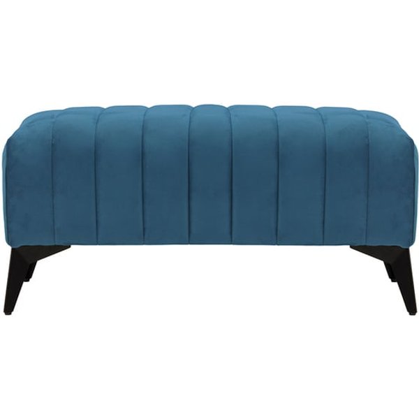 Petit pouf avec des coutures Mary, bleu - Velluto 11, Couleur des pieds: noir mat