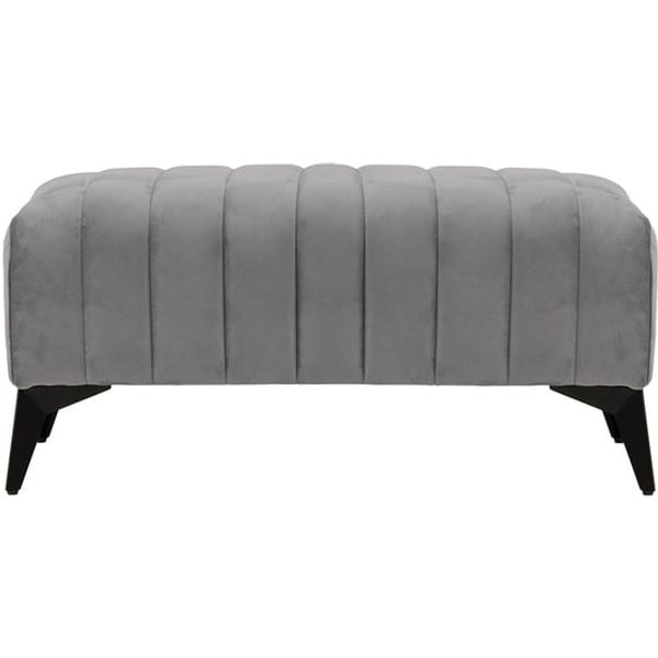 Petit pouf avec des coutures Mary, gris éléphant - Velluto 17, Couleur des pieds: noir mat