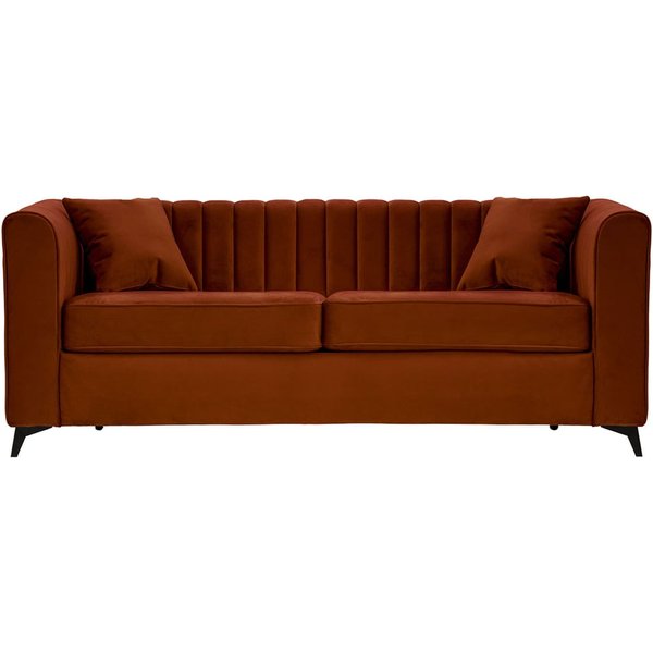 Mary - Canapé convertible 140, Velluto 33 - orange rouillé, Couleur des pieds: noir mat