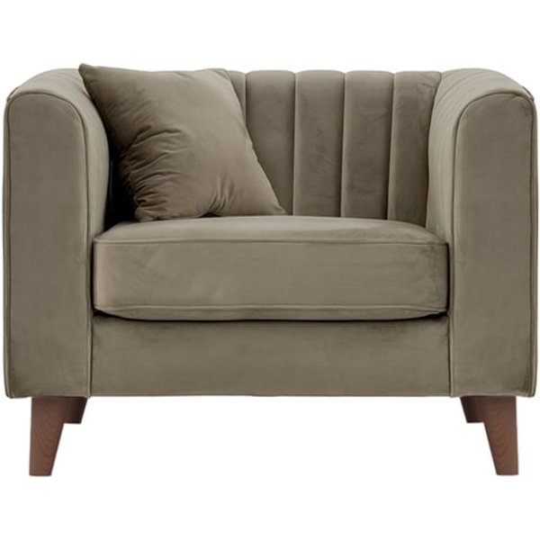 Fauteuil Mary, beige - Velluto 3, Couleur des pieds: Chêne foncé