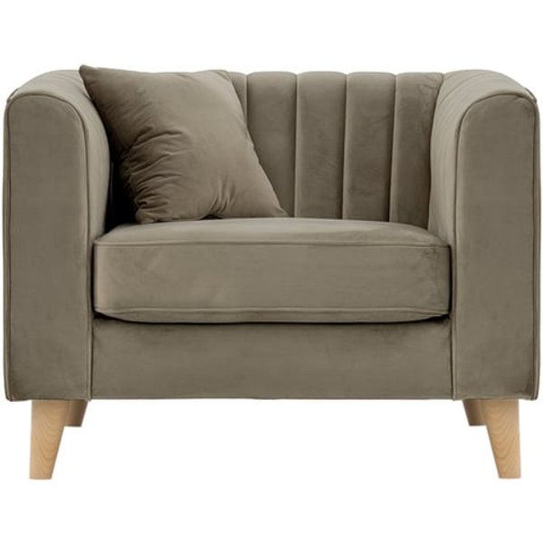 Fauteuil Mary, beige - Velluto 3, Couleur des pieds: Chêne clair