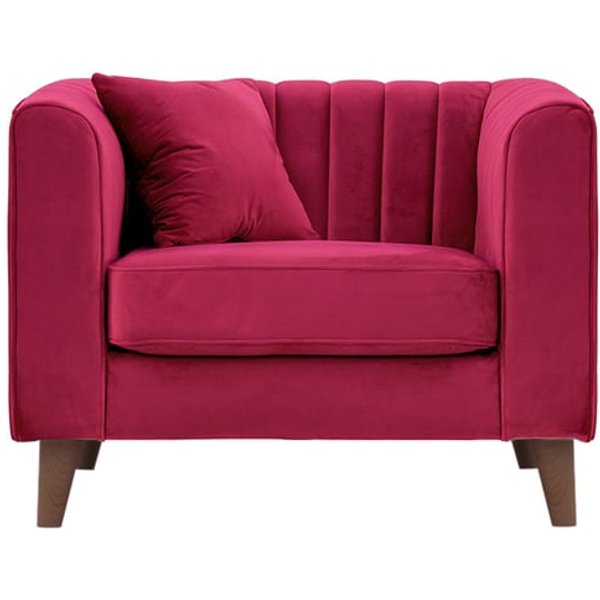 Fauteuil Mary, rouge - Velluto 7, Couleur des pieds: Chêne foncé