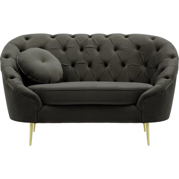 Fauteuil Kooper capitonné, graphite - Velluto 19, Couleur des pieds: Métal doré