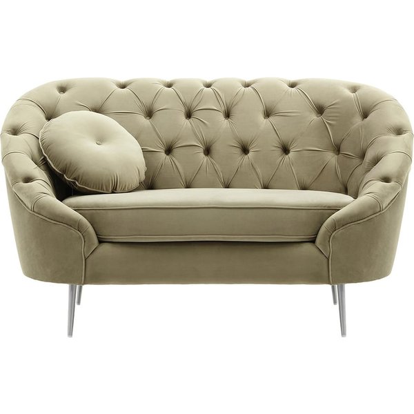 Fauteuil Kooper capitonné, beige - Velluto 3, Couleur des pieds: Métal chromé