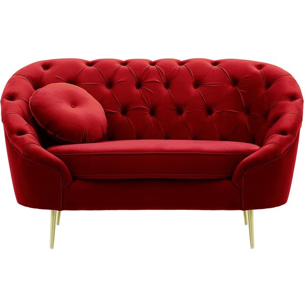 Fauteuil Kooper capitonné, rouge - Velluto 7, Couleur des pieds: Métal doré