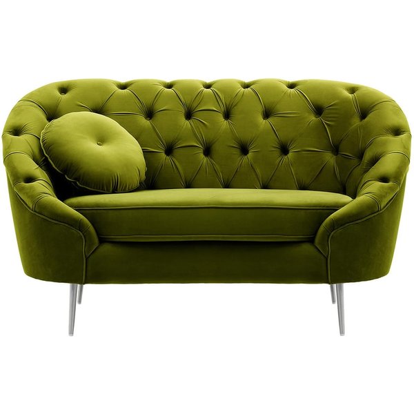 Fauteuil Kooper capitonné, olive - Velluto 9, Couleur des pieds: Métal chromé