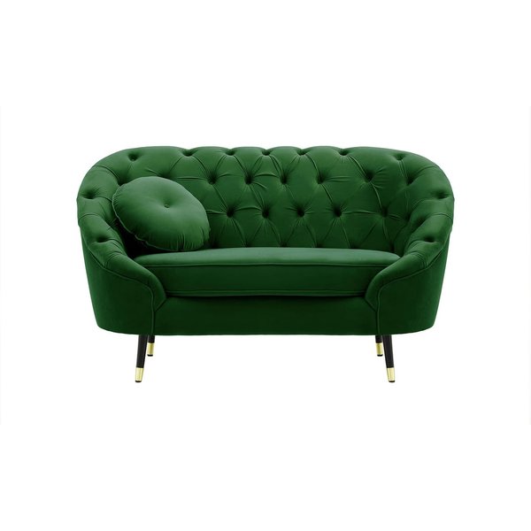 Fauteuil Kooper capitonné, vert foncé - Velluto 10, Couleur des pieds: Noir avec pourtour doré