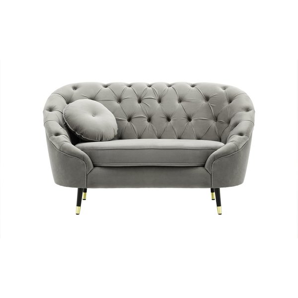 Fauteuil Kooper capitonné, gris clair - Velluto 15, Couleur des pieds: Noir avec pourtour doré