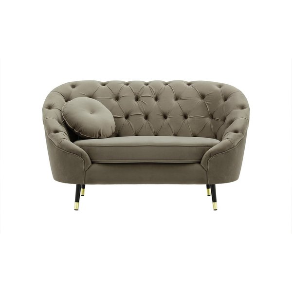 Fauteuil Kooper capitonné, gris éléphant - Velluto 17, Couleur des pieds: Noir avec pourtour doré