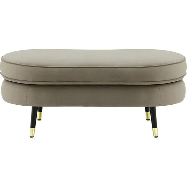 Pouf Kooper, gris éléphant - Velluto 17, Couleur des pieds: Noir avec pourtour doré
