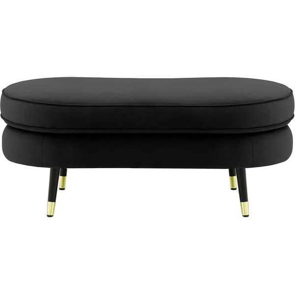 Pouf Kooper, noir - Velluto 20, Couleur des pieds: Noir avec pourtour doré