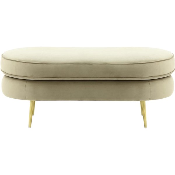 Pouf Kooper, beige - Velluto 3, Couleur des pieds: Métal doré