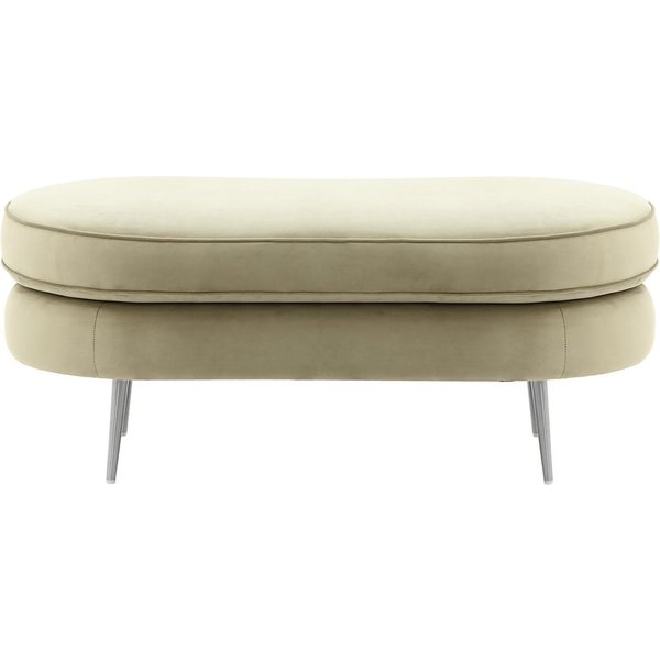 Pouf Kooper, beige - Velluto 3, Couleur des pieds: Métal chromé