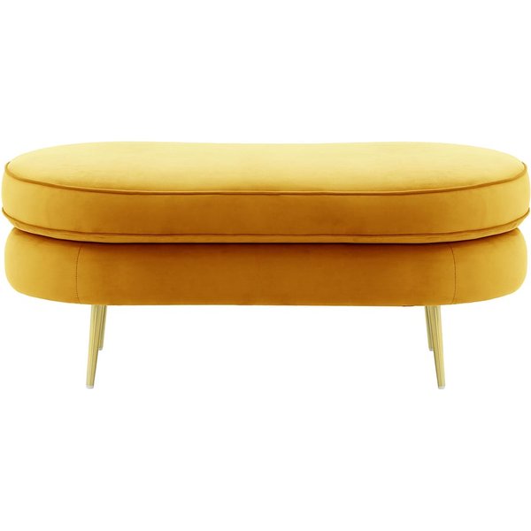 Pouf Kooper, moutarde - Velluto 8, Couleur des pieds: Métal doré