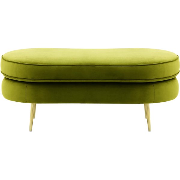 Pouf Kooper, olive - Velluto 9, Couleur des pieds: Métal doré