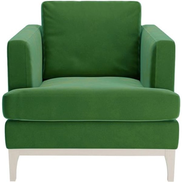 Fauteuil Scarlett, vert foncé - Velluto 10, Couleur des pieds: Blanc