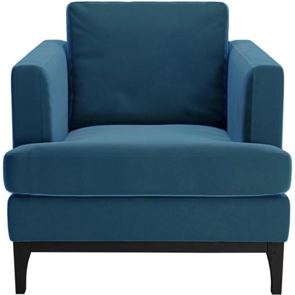 Fauteuil Scarlett, bleu - Velluto 11, Couleur des pieds: Noir