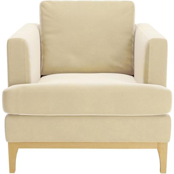 Fauteuil Scarlett, beige clair - Velluto 2, Couleur des pieds: Chêne clair