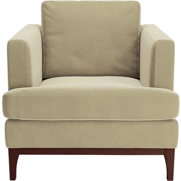 Fauteuil Scarlett, beige - Velluto 3, Couleur des pieds: Chêne foncé