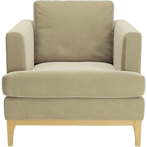 Fauteuil Scarlett, beige - Velluto 3, Couleur des pieds: Chêne clair