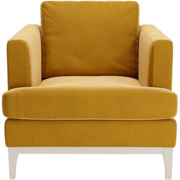 Fauteuil Scarlett, moutarde - Velluto 8, Couleur des pieds: Blanc