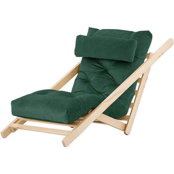 Nappa - Fauteuil convertible, vert foncé - Velluto 10, Couleur des pieds: Chêne clair
