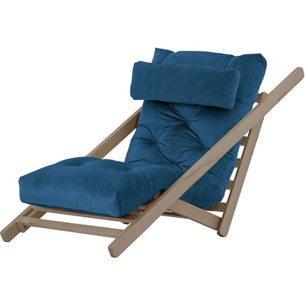 Nappa - Fauteuil convertible, bleu - Velluto 11, Couleur des pieds: Noir wax
