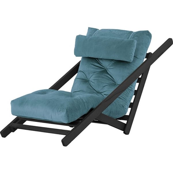Nappa - Fauteuil convertible, bleu - Velluto 12, Couleur des pieds: Noir