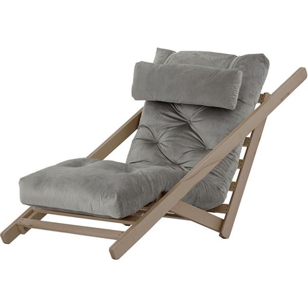 Nappa - Fauteuil convertible, gris éléphant - Velluto 17, Couleur des pieds: Noir wax