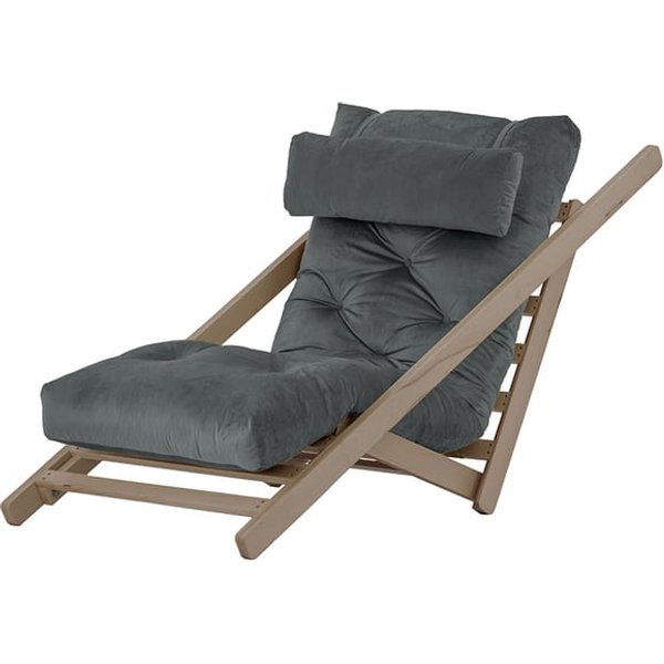 Nappa - Fauteuil convertible, graphite - Velluto 19, Couleur des pieds: Noir wax