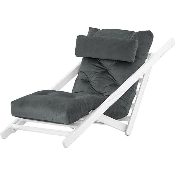 Nappa - Fauteuil convertible, graphite - Velluto 19, Couleur des pieds: Blanc