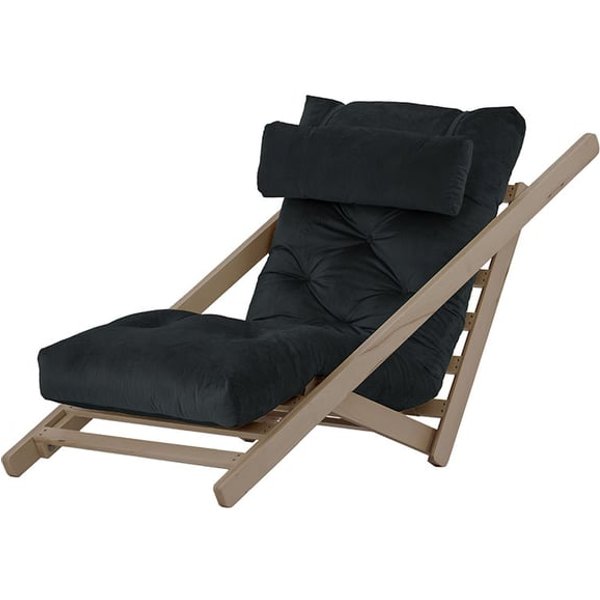 Nappa - Fauteuil convertible, noir - Velluto 20, Couleur des pieds: Noir wax