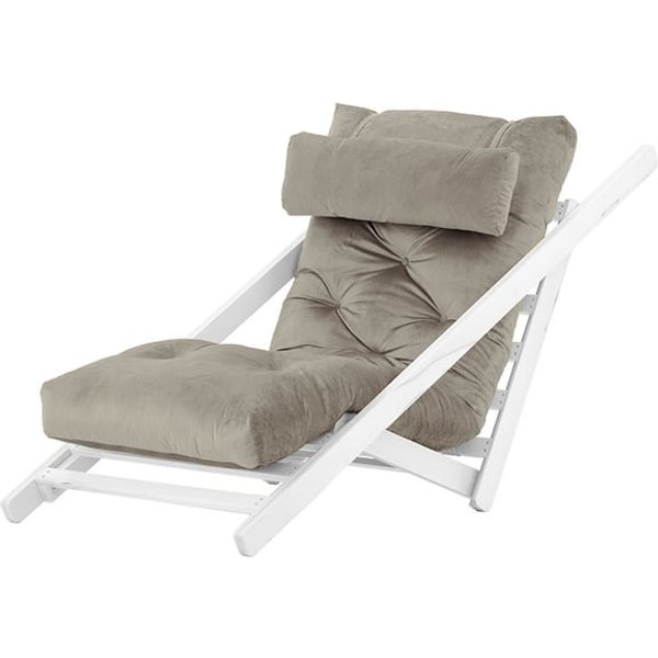 Nappa - Fauteuil convertible, beige - Velluto 3, Couleur des pieds: Blanc