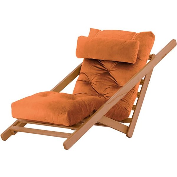 Nappa - Fauteuil convertible, Velluto 33 - orange rouillé, Couleur des pieds: aveo